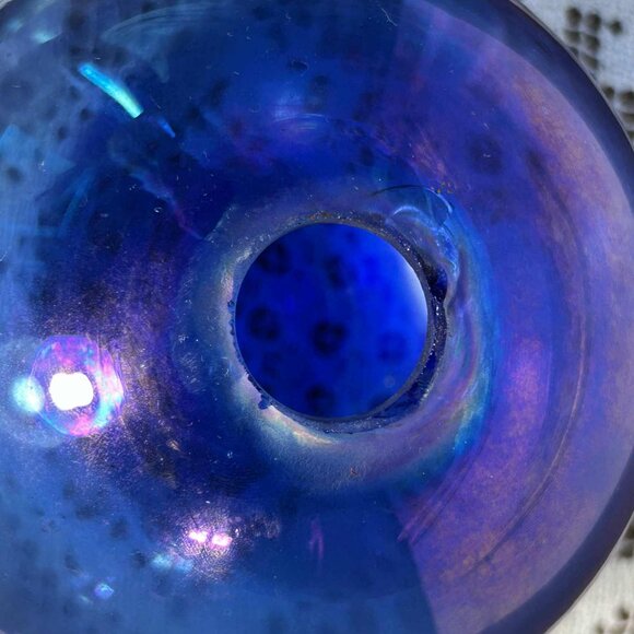 Iridescent purple glass oil lamp - Picture 10 of 10